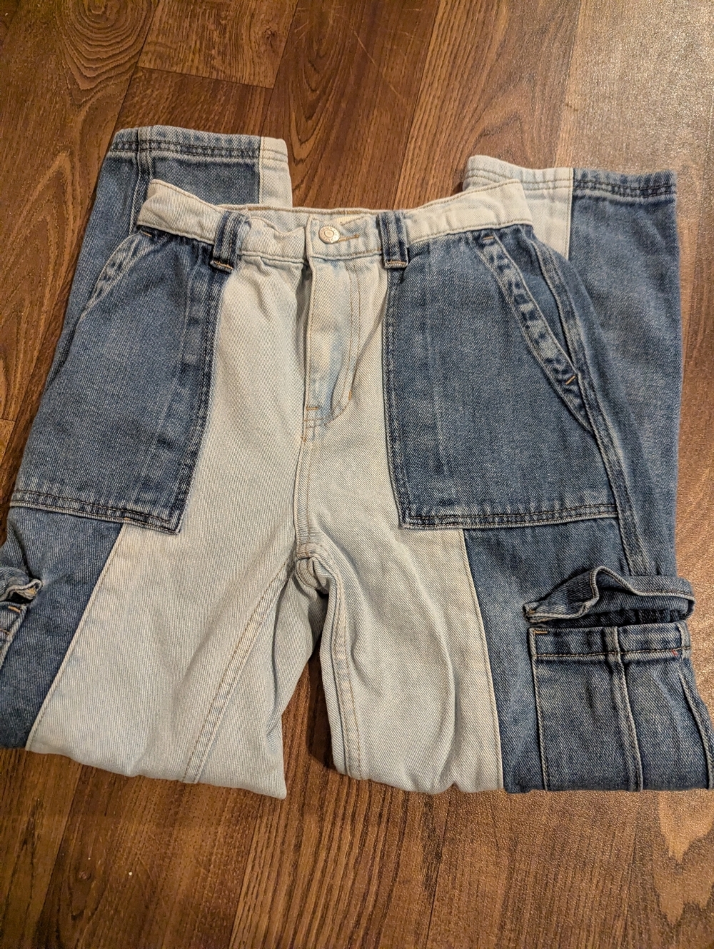 Pacsun 90's Boyfriend Denim Baggy Jeans Sz 24 High Rise Blue Two Tone Women's